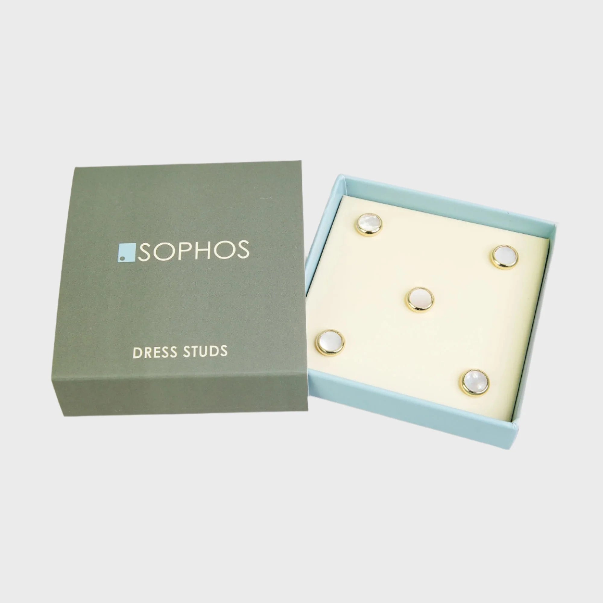 Round MOP Effect Gilt Finish Dress Studs Gift Set