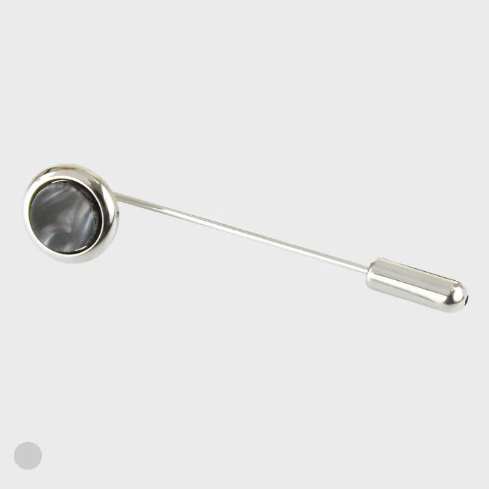 Shiny Black/Grey Rhodium Finish Tie Pin
