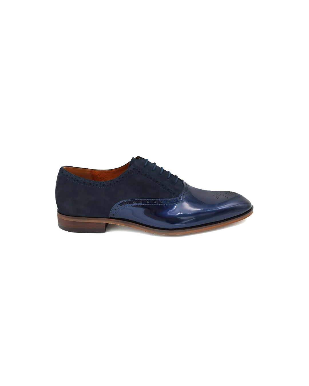 Navy Patent Leather & Suede Derby