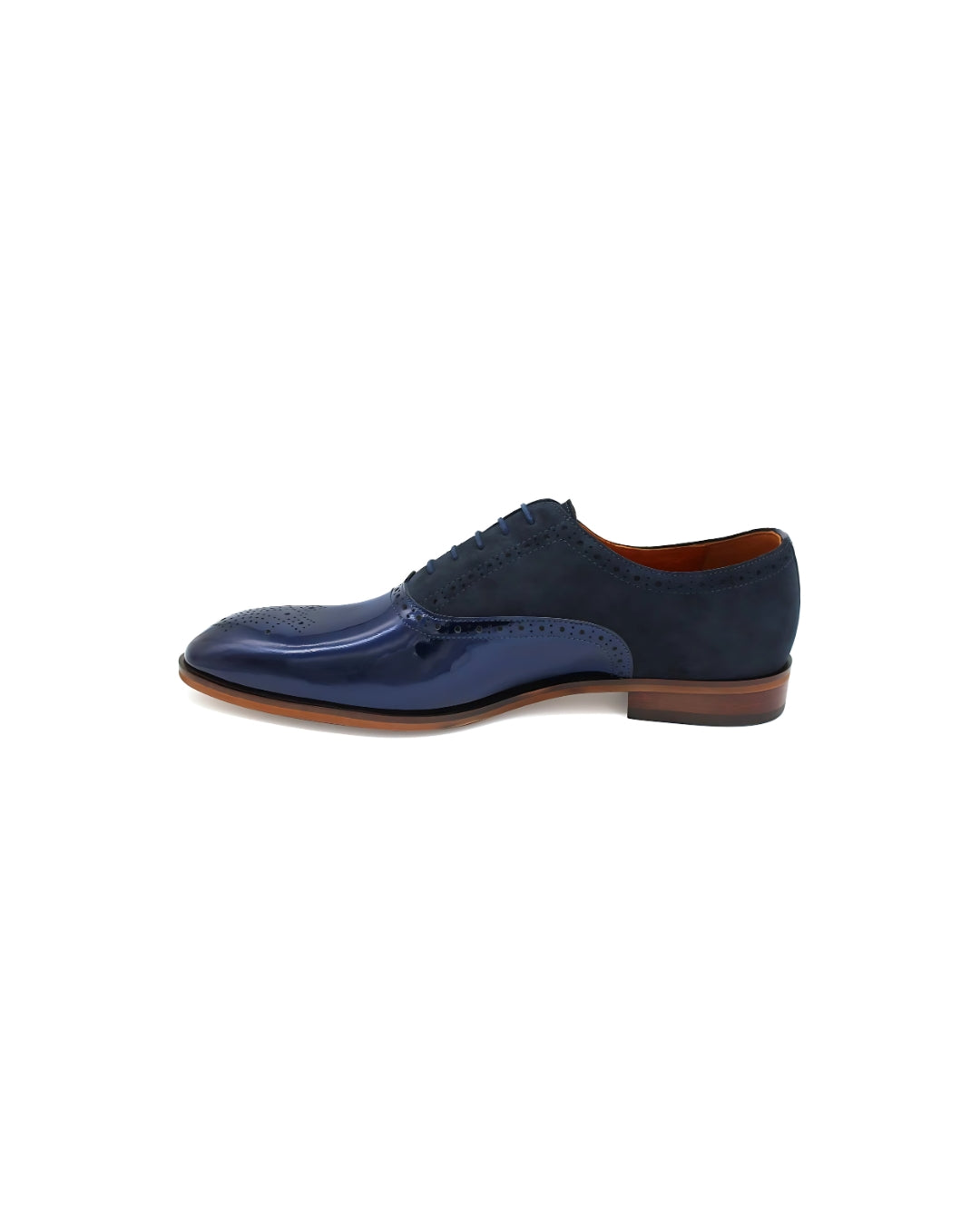 Navy Patent Leather & Suede Derby