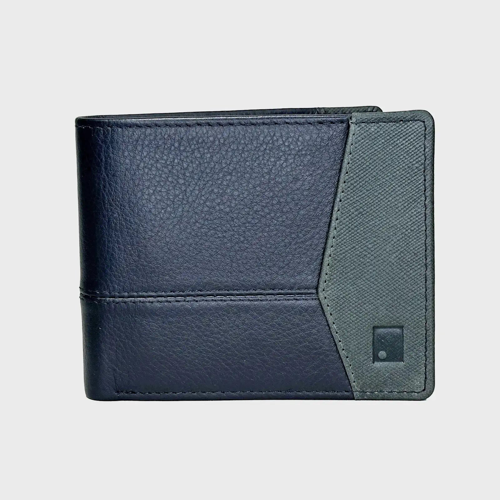 Pebble Grain Leather Wallet with Saffiano Texture Panels