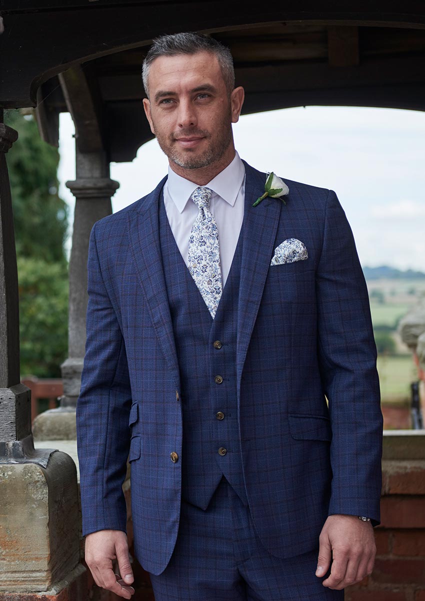 Alveley Premium Blue Check Suit Hire