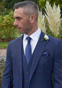 Alveley Premium Blue Check Suit Hire