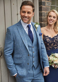 Brocton Sky Blue Premium Tweed Suit Hire