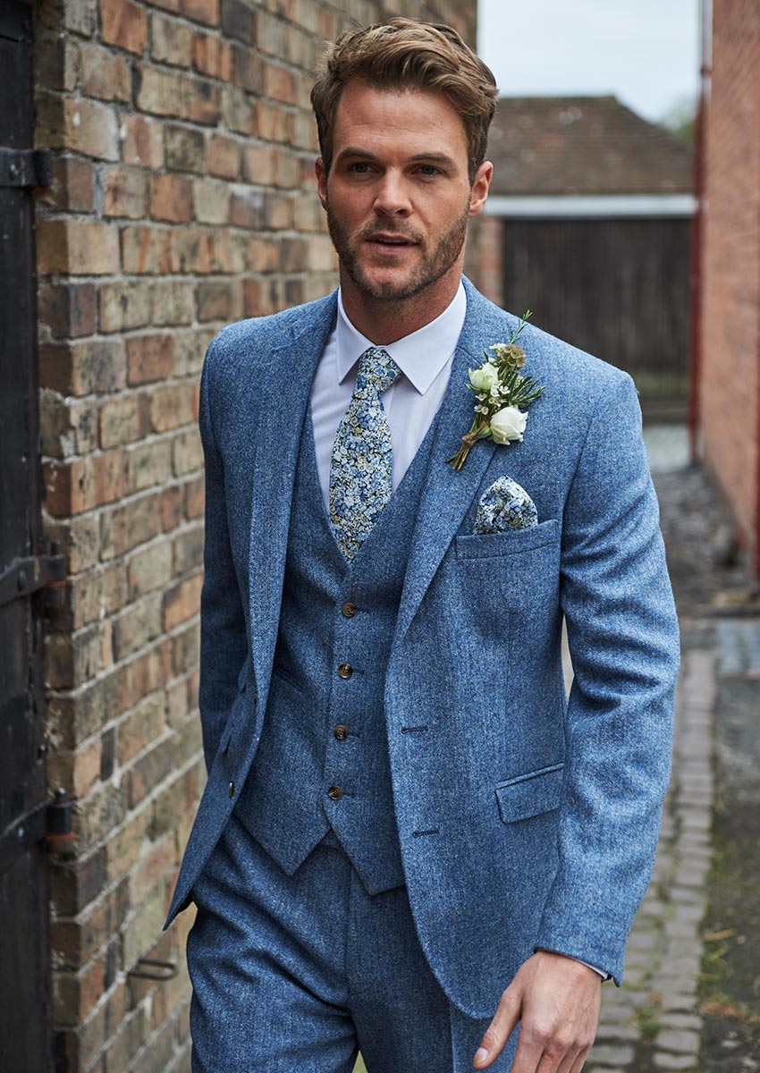 Brocton Sky Blue Premium Tweed Suit Hire