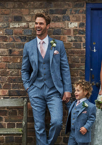 Brocton Sky Blue Premium Tweed Suit Hire
