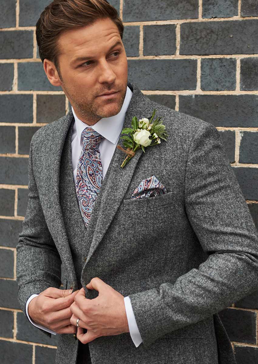 Grafton Mid Grey Premium Tweed Suit Hire