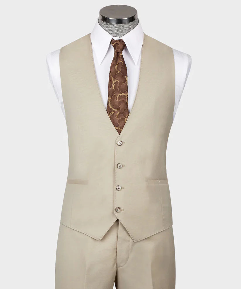 Men's 3 Piece Classic Beige Suit