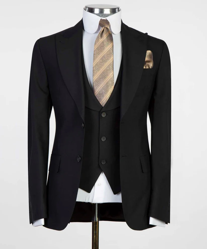 Men's 3 Piece Classic Black Suit