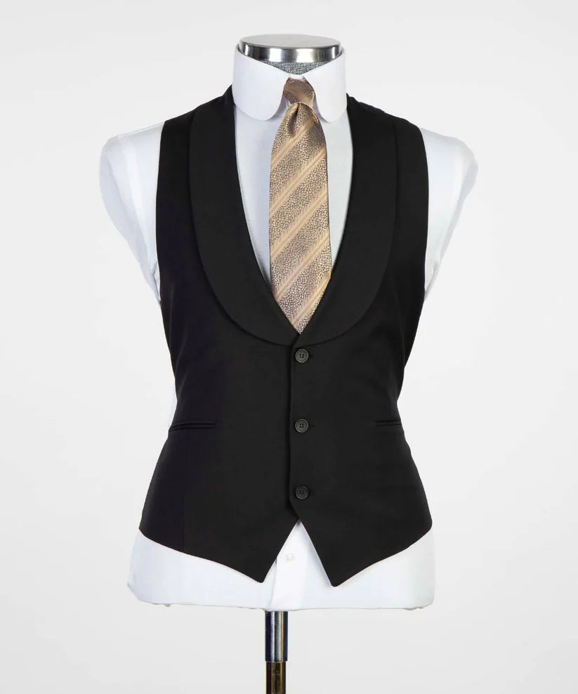 Men's 3 Piece Classic Black Suit