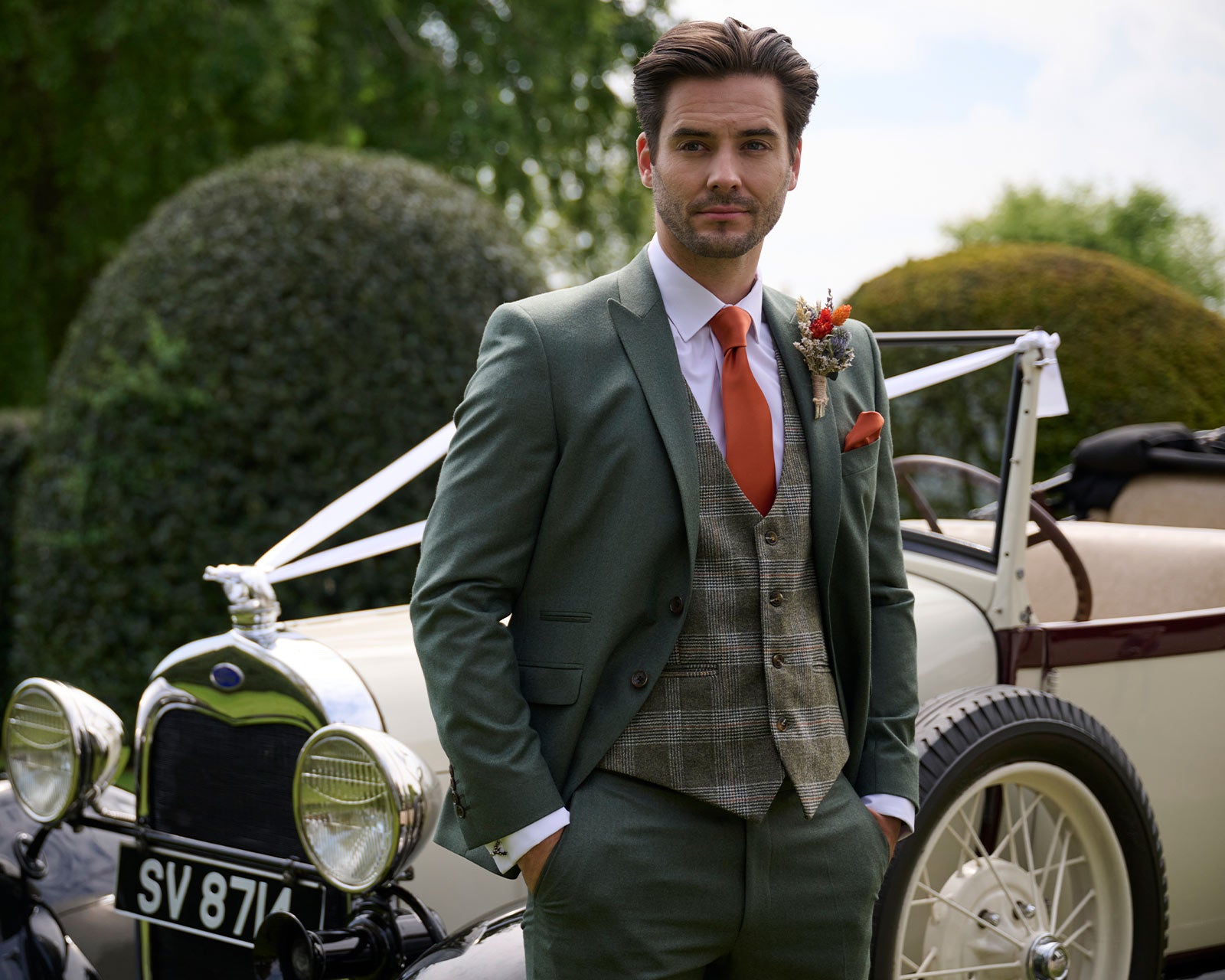 Oakmere Premium Green Pure Wool Flannel Lounge Suit Hire