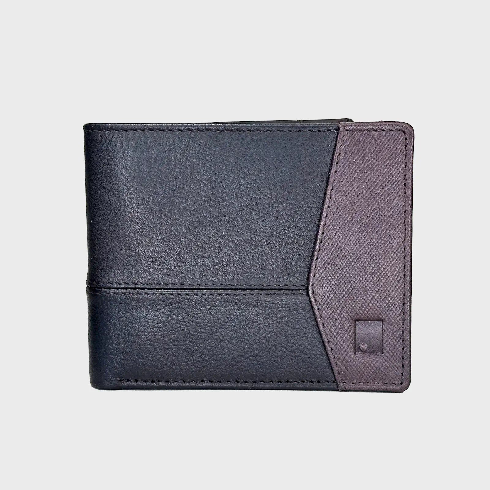 Pebble Grain Leather Wallet with Saffiano Texture Panels