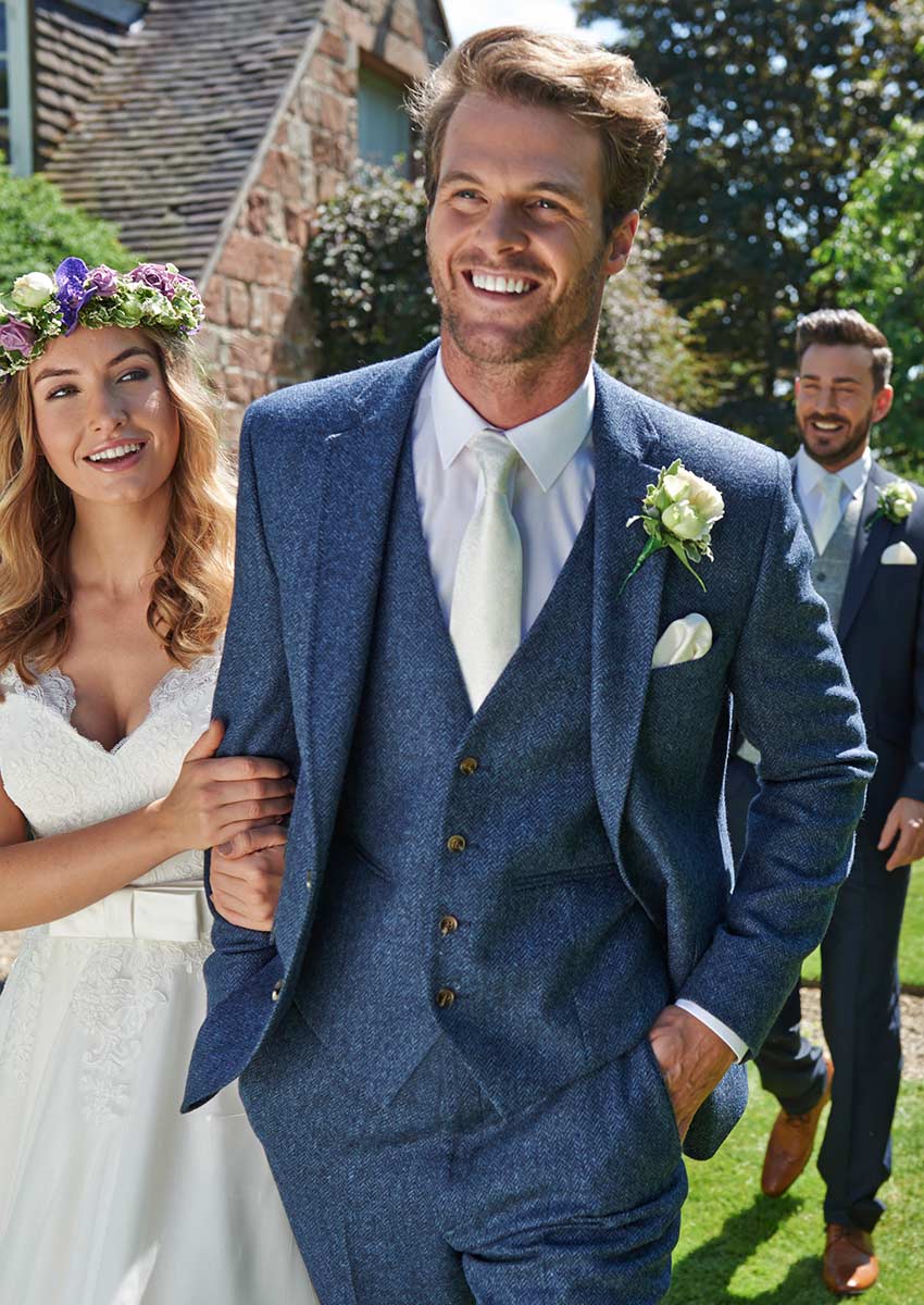 Shrewsbury Blue Premium Tweed Suit Hire