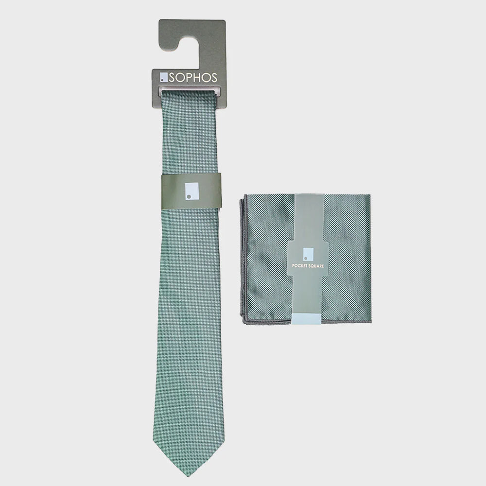 Sage Waffle Tie and Pocket Square Pack