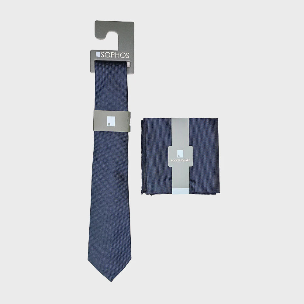 Navy Waffle Tie and Pocket Square Pack