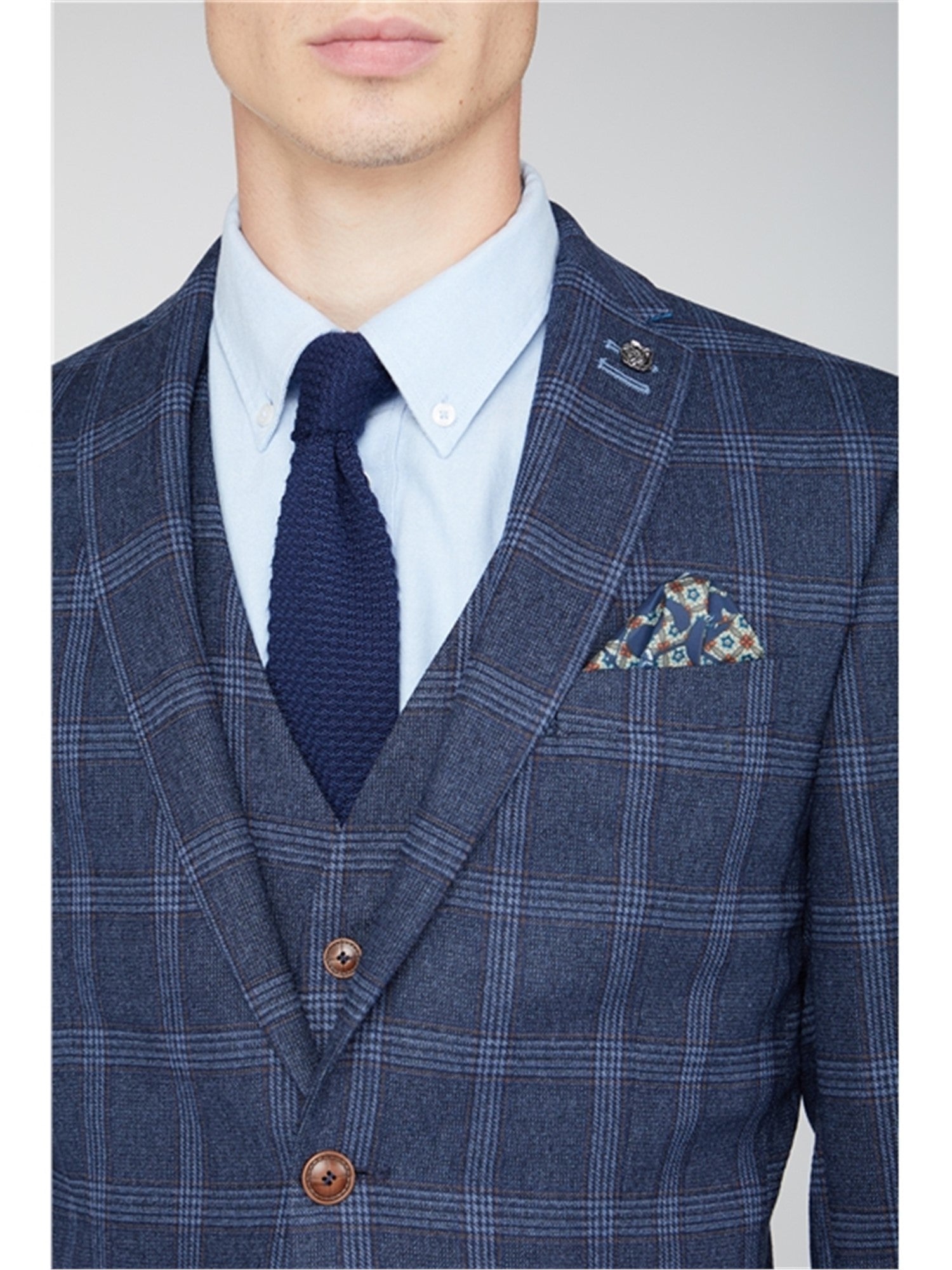 Navy Tweed Check Suit