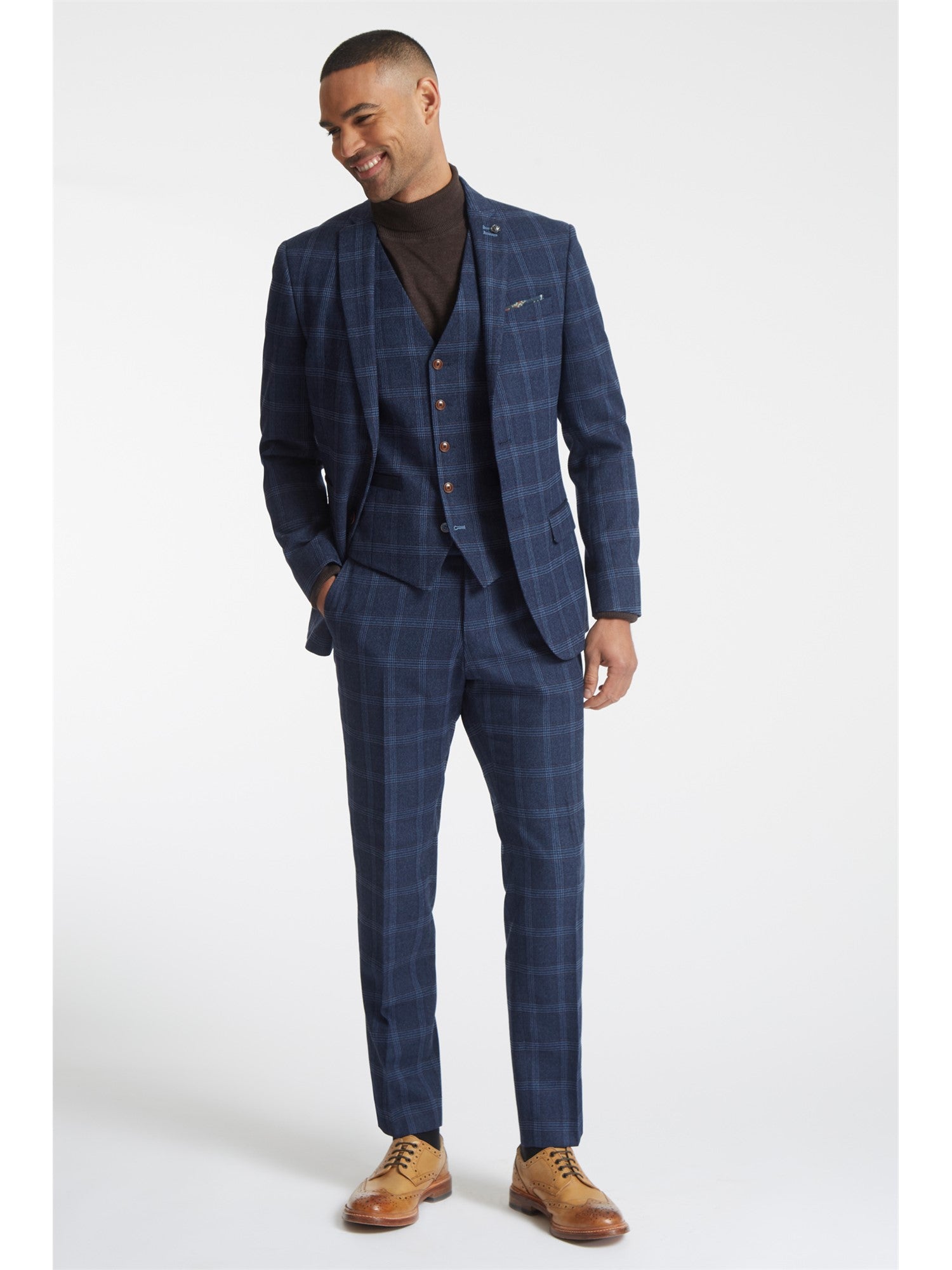 Navy Tweed Check Suit