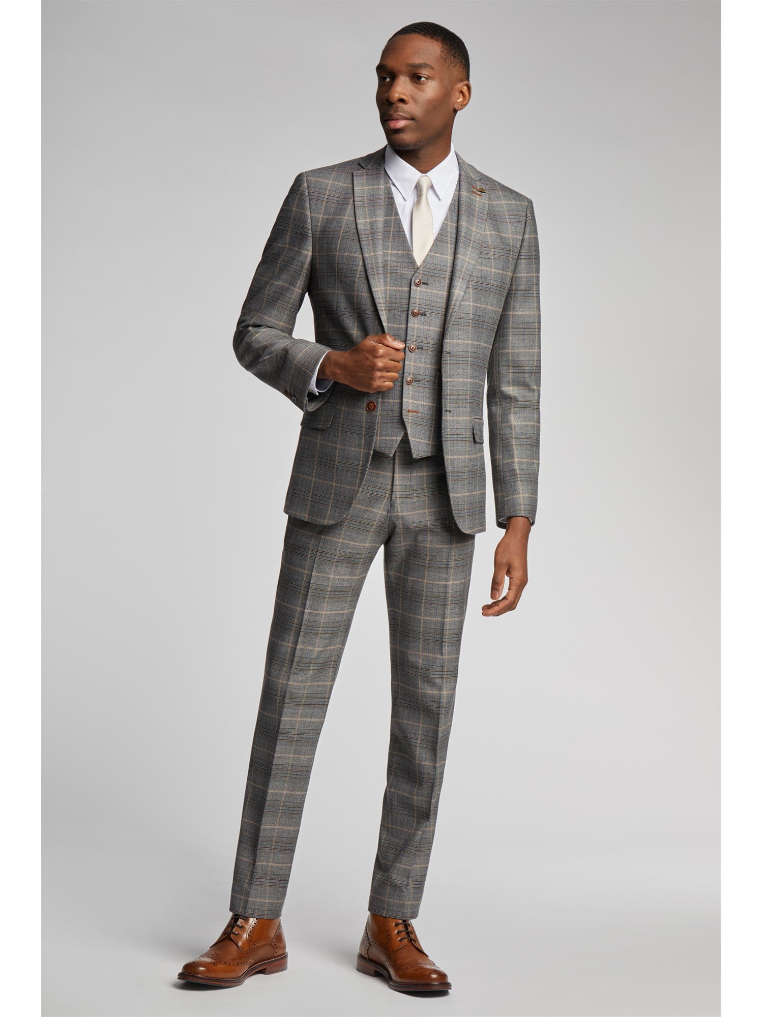 Grey with Tan Check Suit