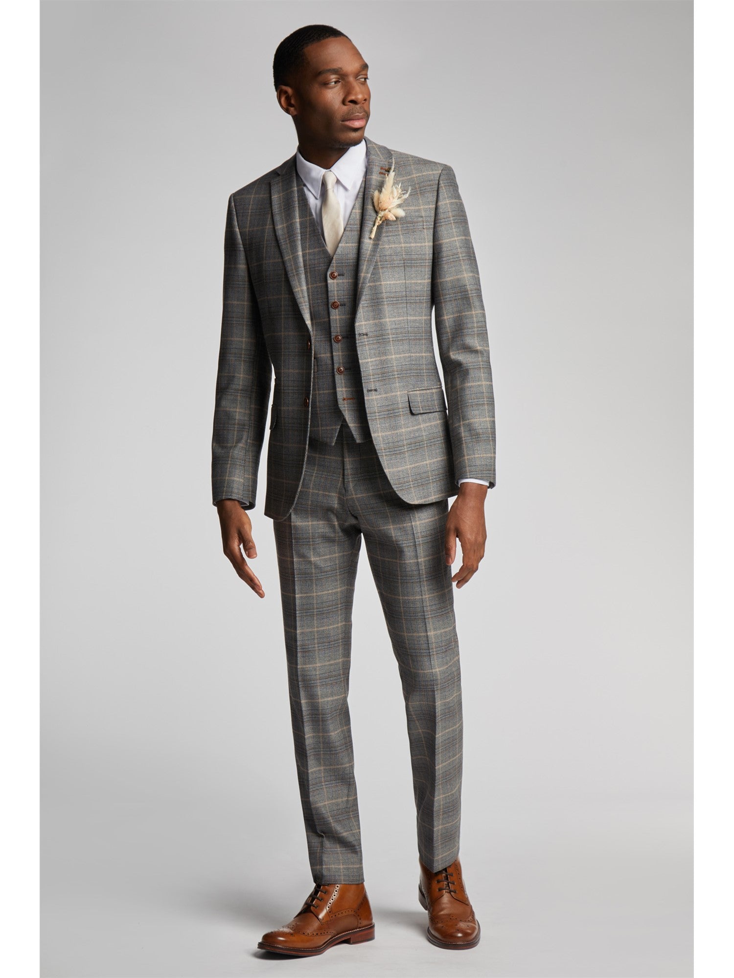 Grey with Tan Check Suit