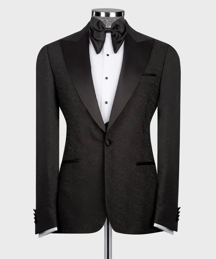 Black Satin Lapel Tuxedo, 3 Piece
