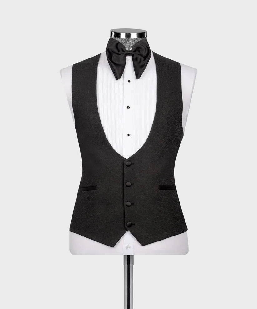 Black Satin Lapel Tuxedo, 3 Piece