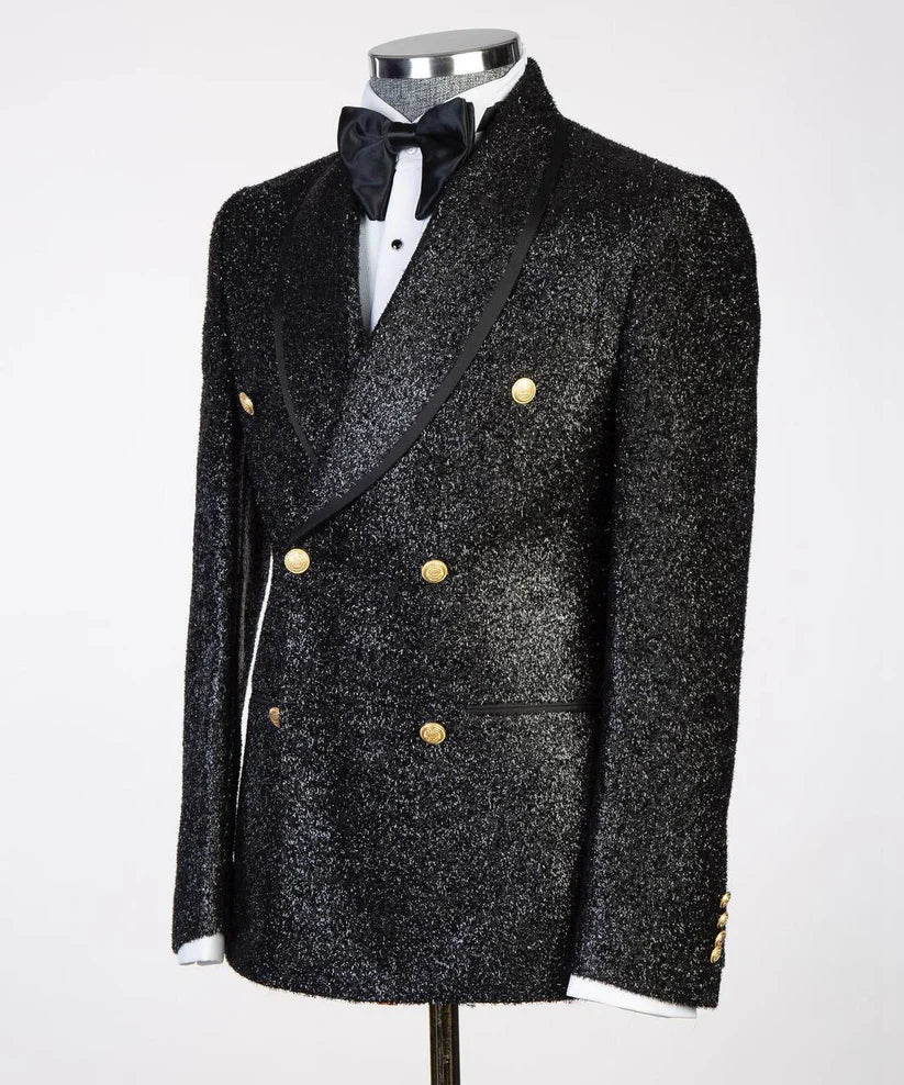 Floral Design 2 Piece Tuxedo Cream-Black