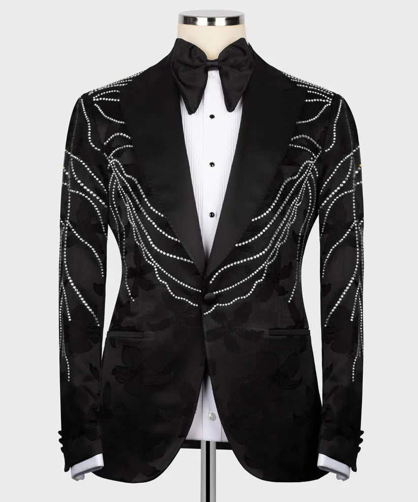 Tuxedo 3 Piece, Handcrafted Beaded Blazer
