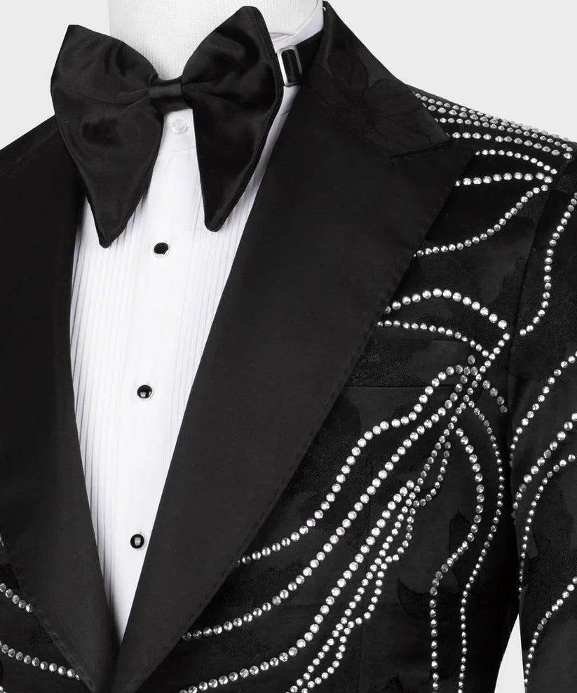 Tuxedo 3 Piece, Handcrafted Beaded Blazer