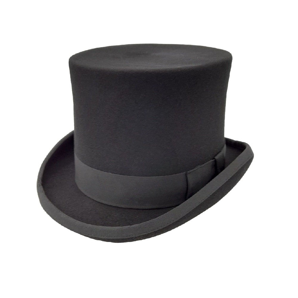 The Elbe Black Handmade Wool Top Hat