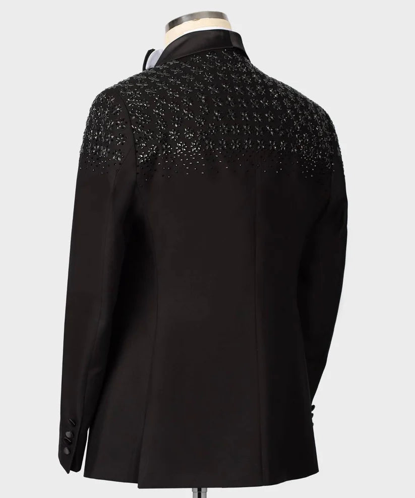 Men's Tuxedo, Black, Beaded on Shoulder