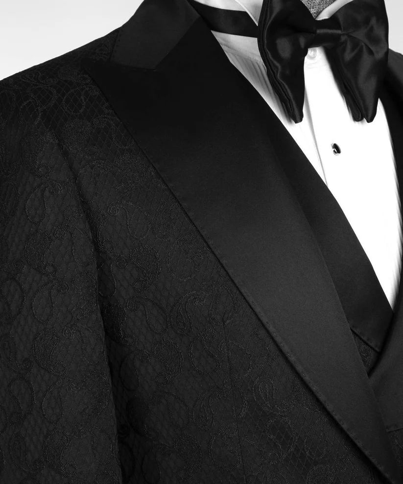 Men's Patterned Tuxedo-Asymmetrical Satin Lapel