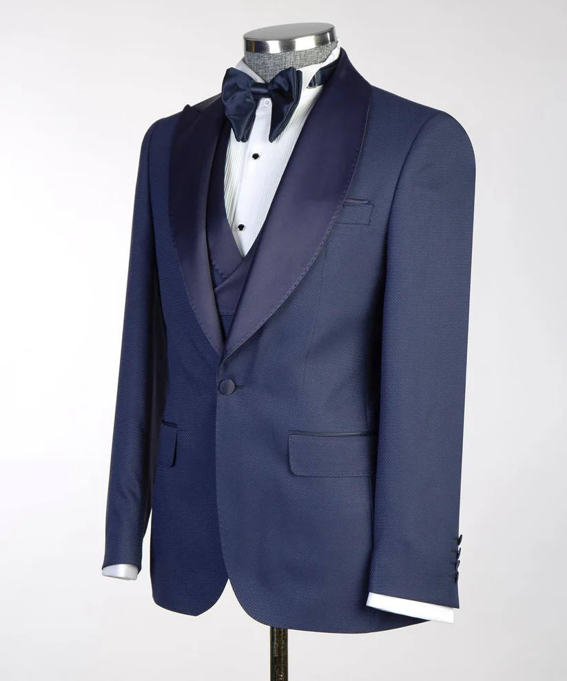 Men's Tuxedo-Asymmetrical Satin Lapel