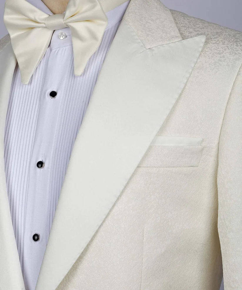 Cream Satin Lapel Tuxedo, 3 Piece