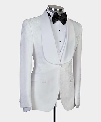 Elbe Menswear Parisian White Tuxedo Style Suit