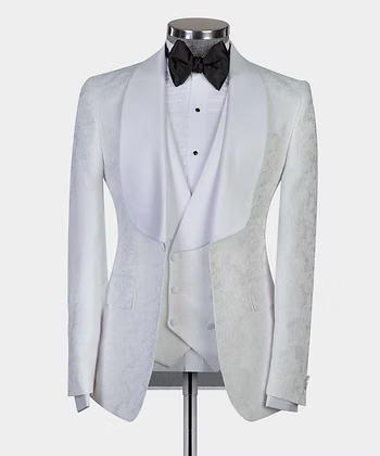 Elbe Menswear Parisian White Tuxedo Style Suit