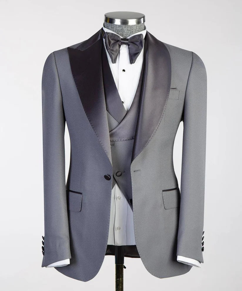 Men's Tuxedo-Asymmetrical Satin Lapel