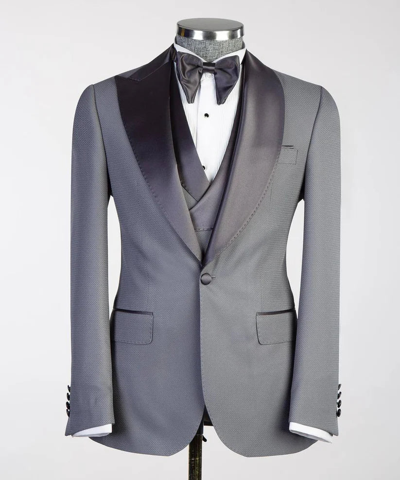 Men's Tuxedo-Asymmetrical Satin Lapel