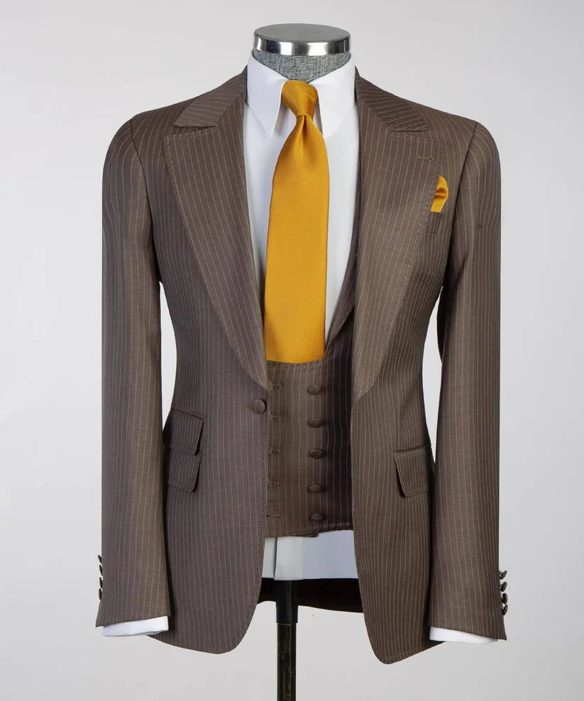 Men's Classic Stripy Suit 3 Piece Set