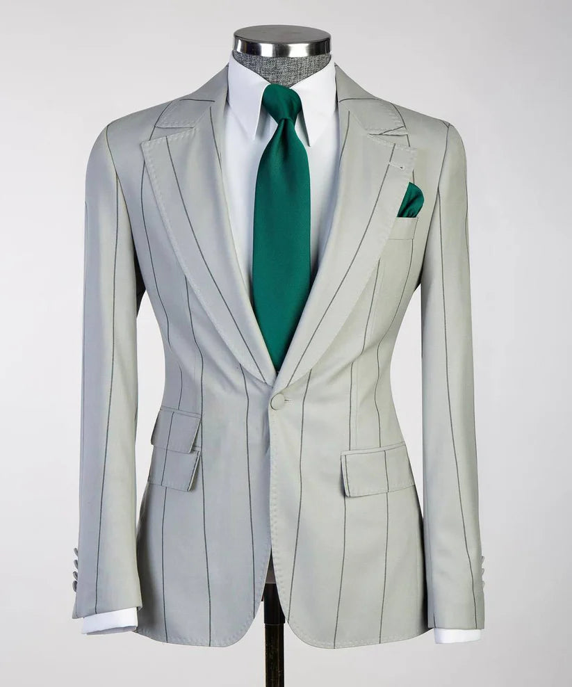 Men's Classic Stripy Suit 3 Piece Set
