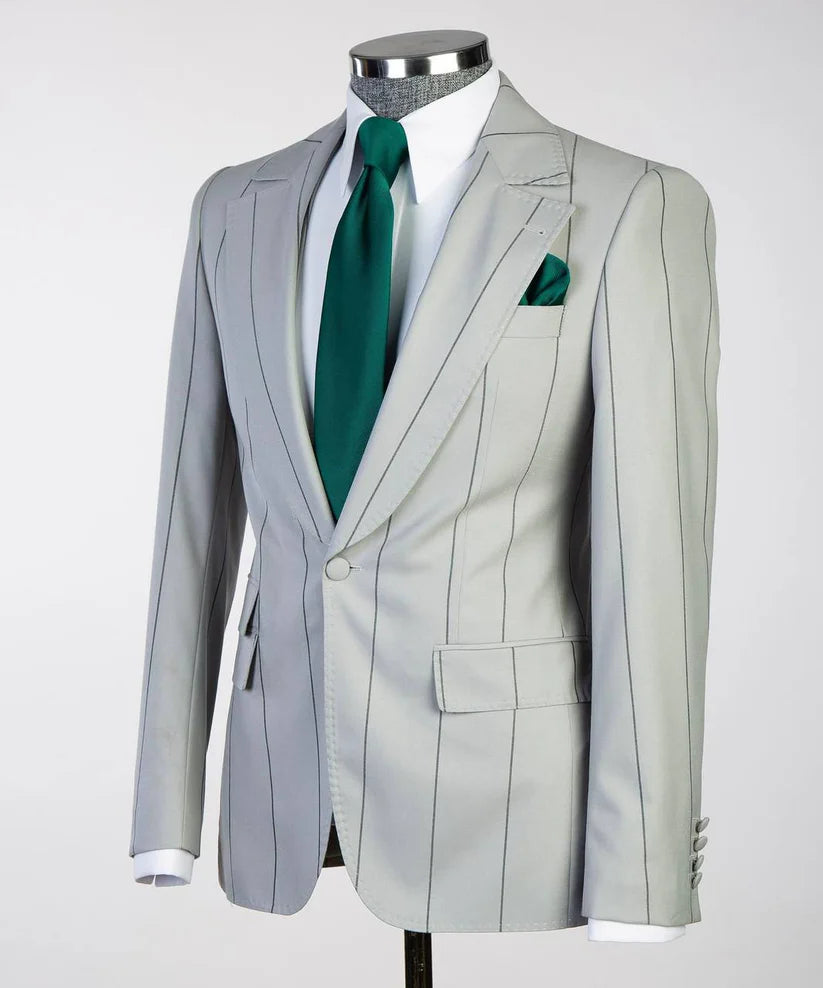 Men's Classic Stripy Suit 3 Piece Set