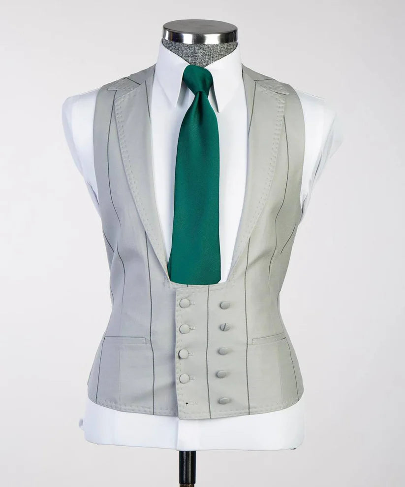 Men's Classic Stripy Suit 3 Piece Set