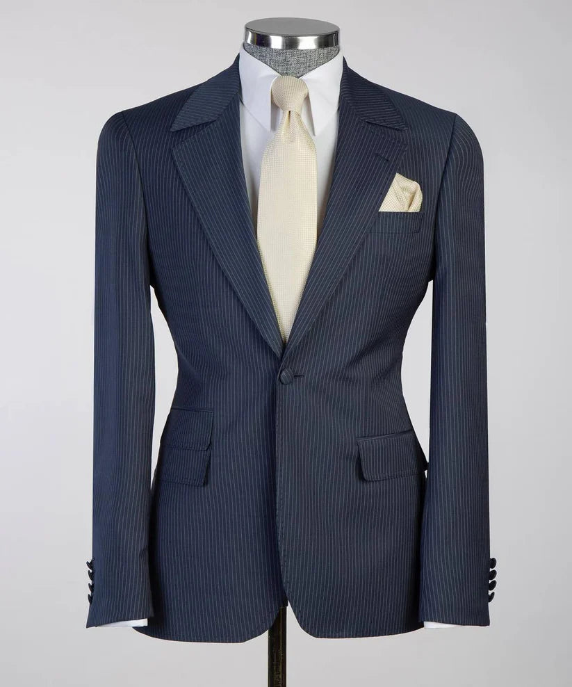 Men's Classic Stripy Suit 3 Piece Set