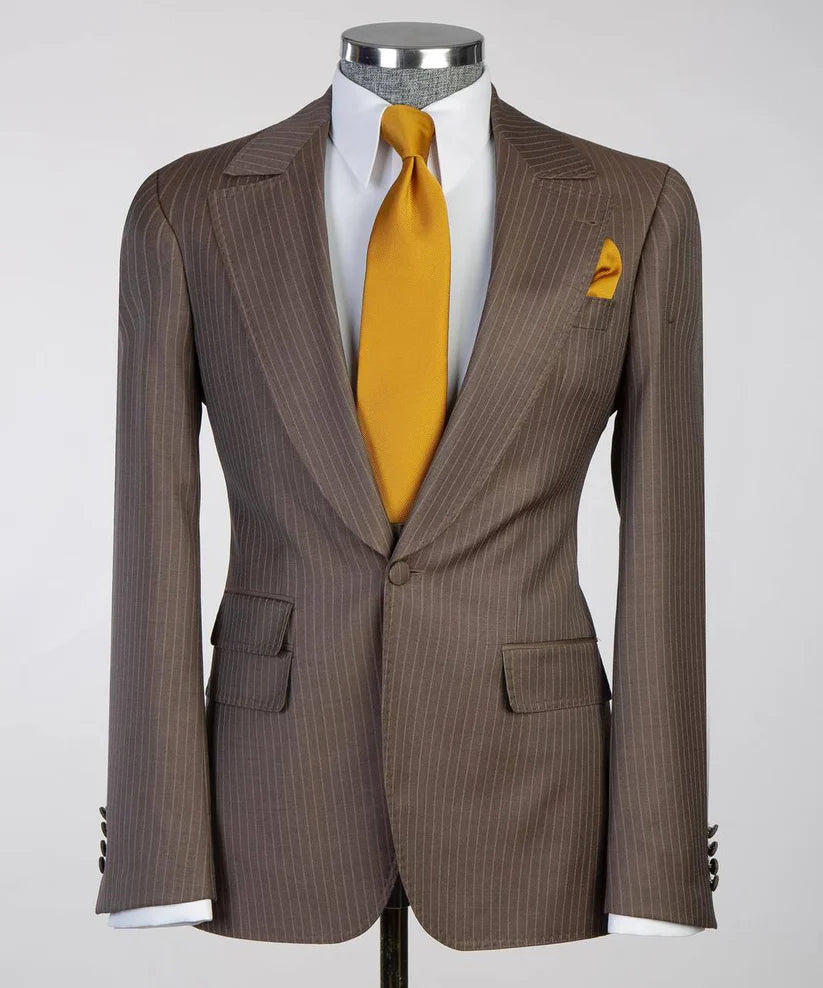 Men's Classic Stripy Suit 3 Piece Set