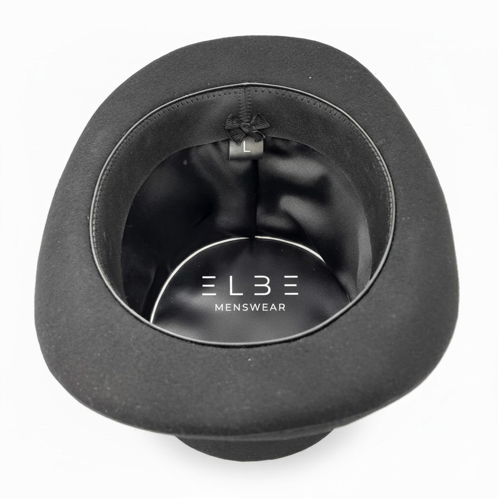The Elbe Black Handmade Wool Top Hat
