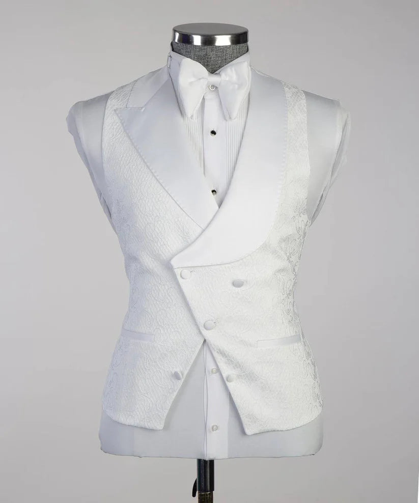 Men's Patterned Tuxedo-Asymmetrical Satin Lapel
